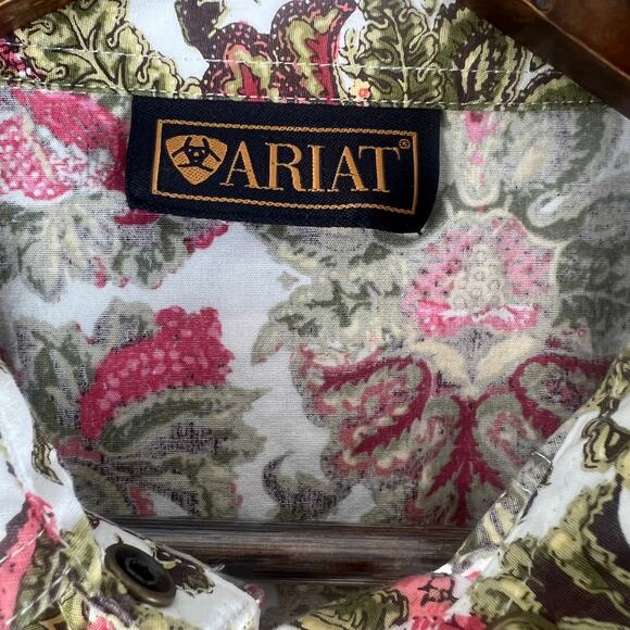Ariat Pearl Snap Shirt Paisley Multicolor Womens Size M Cotton Western EUC - Picture 4 of 9